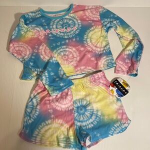New Friends TV show long sleeve crop top shorts pajama set PJs tye dye 12